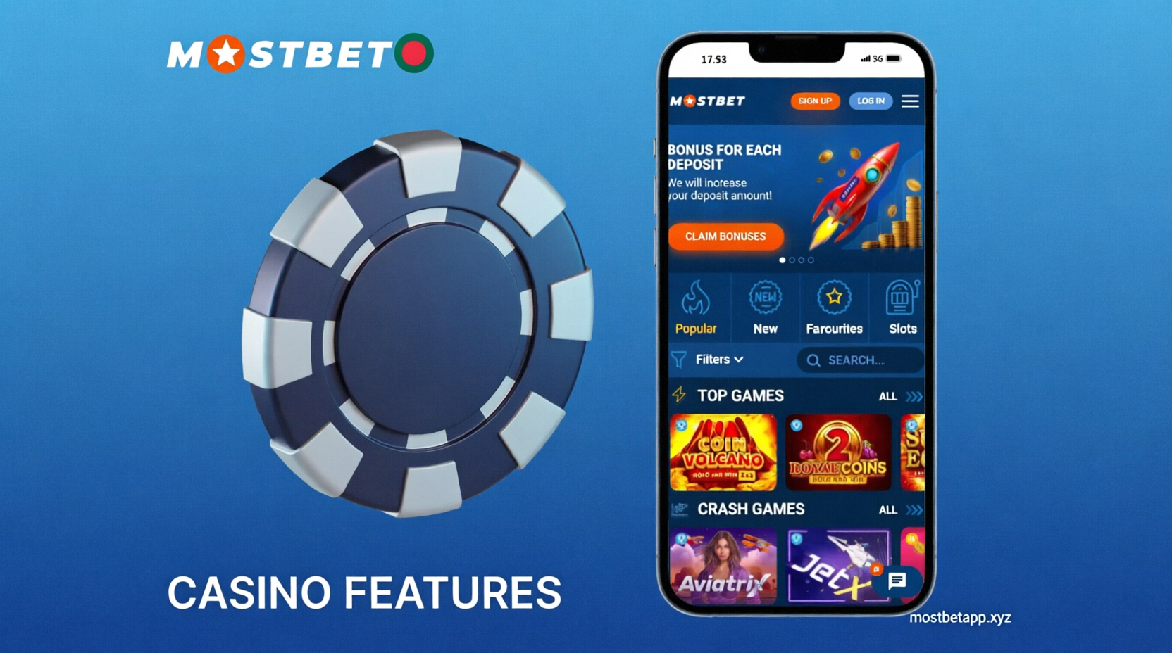 Casino games available in Mostbet app for players from Bangladesh